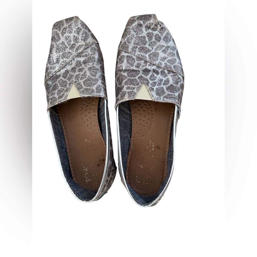 TOM Alpargata silver gray glitter giraffe/leopard print Shoes